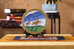 Golden Deer Cloisonné enamel Art — Handmade Tibetan Folk Art, Mineral Pigment Home Decor