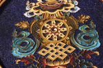 Eight Auspicious Symbols Gold Wire Art – Tibetan Buddhist Wall Sculpture, Handmade Metal Thread Decor, Spiritual Home Gift