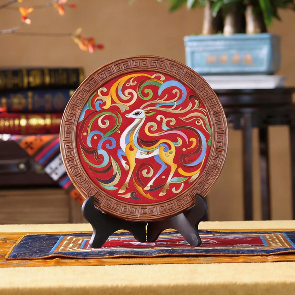 Lucky Deer Wall Decor, Tibetan Buddhist Symbol of Longevity and Prosperity, Tibetan Folk Craft