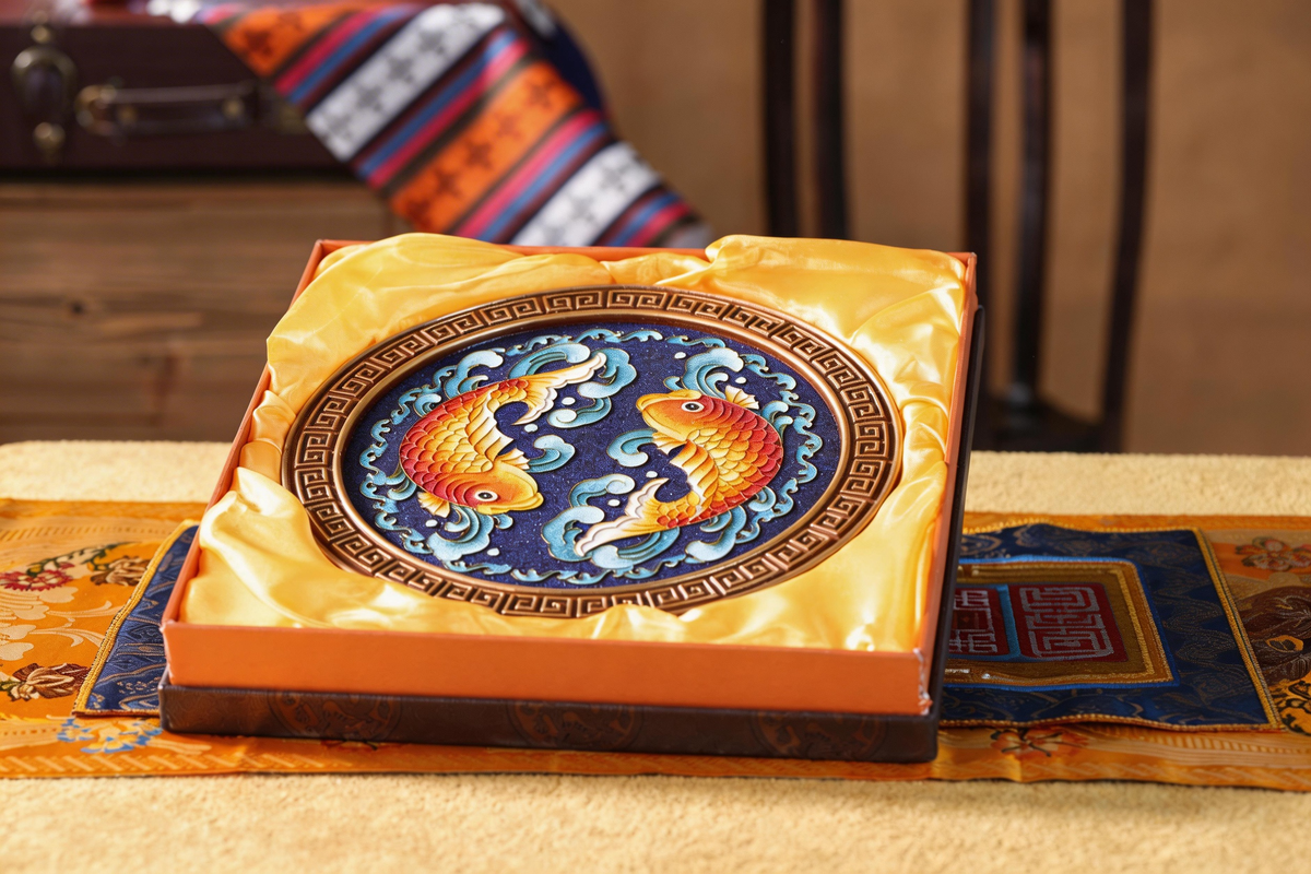 Lucky Prosperity Wall Decor, Handmade Cloisonne Craft from Tibetan