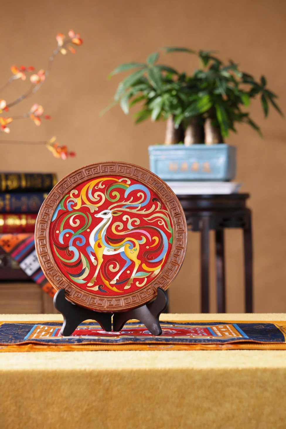 Lucky Deer Wall Decor, Tibetan Buddhist Symbol of Longevity and Prosperity, Tibetan Folk Craft