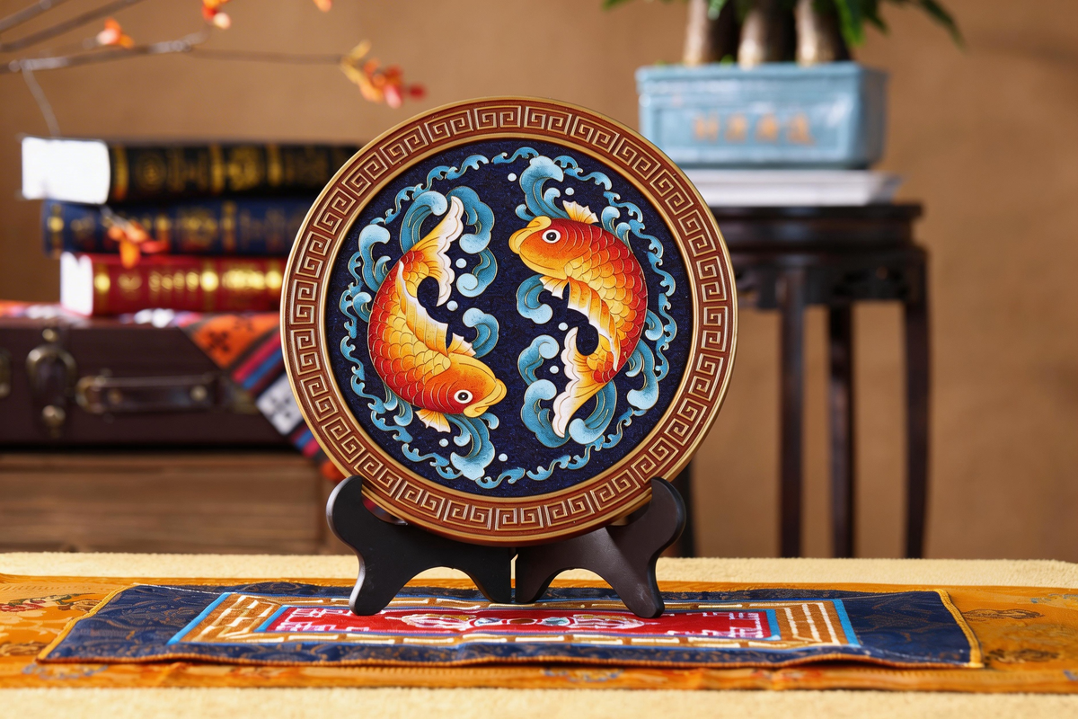 Lucky Prosperity Wall Decor, Handmade Cloisonne Craft from Tibetan