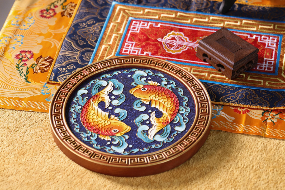 Lucky Prosperity Wall Decor, Handmade Cloisonne Craft from Tibetan