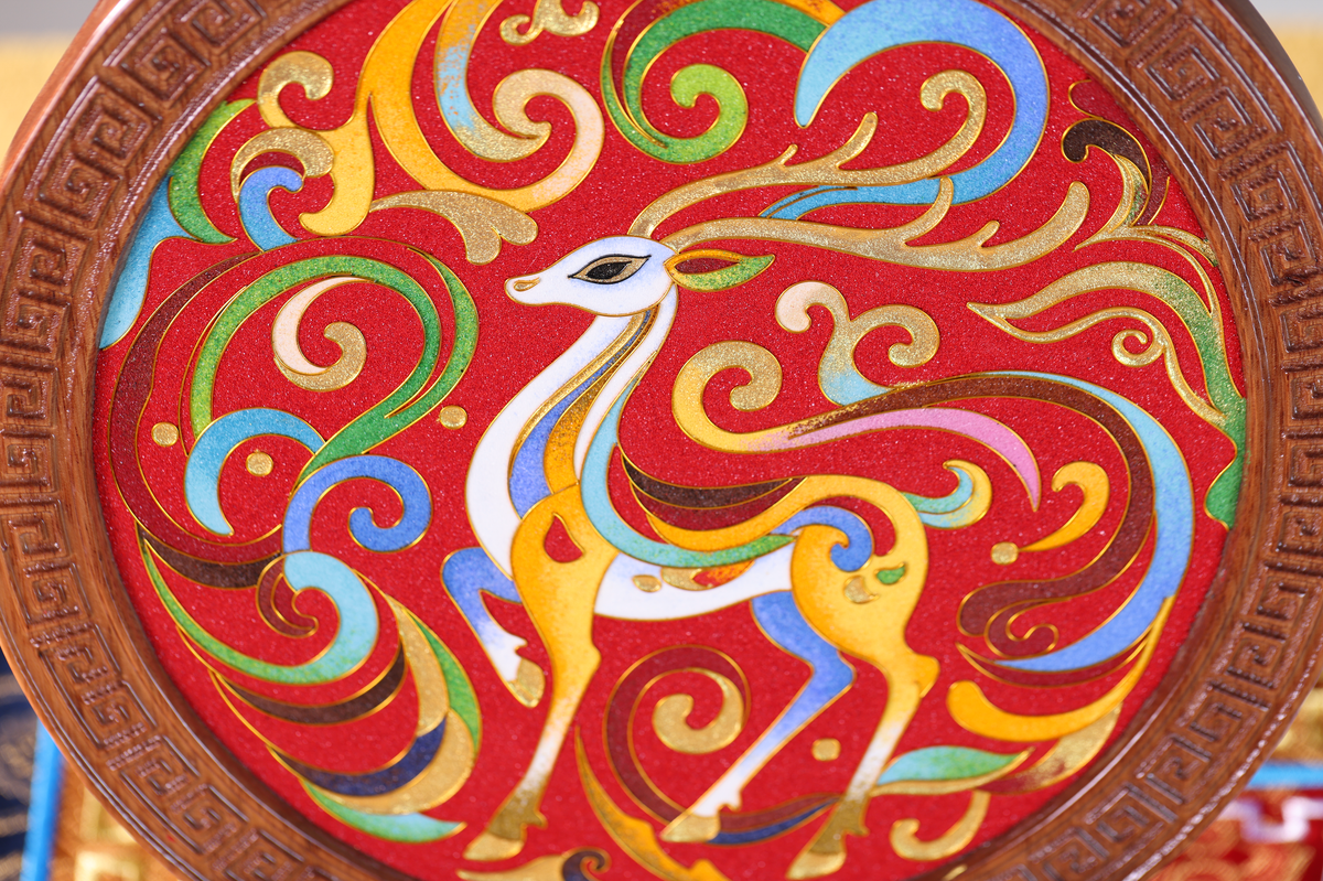 Lucky Deer Wall Decor, Tibetan Buddhist Symbol of Longevity and Prosperity, Tibetan Folk Craft