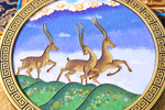 Golden Deer Cloisonné enamel Art — Handmade Tibetan Folk Art, Mineral Pigment Home Decor
