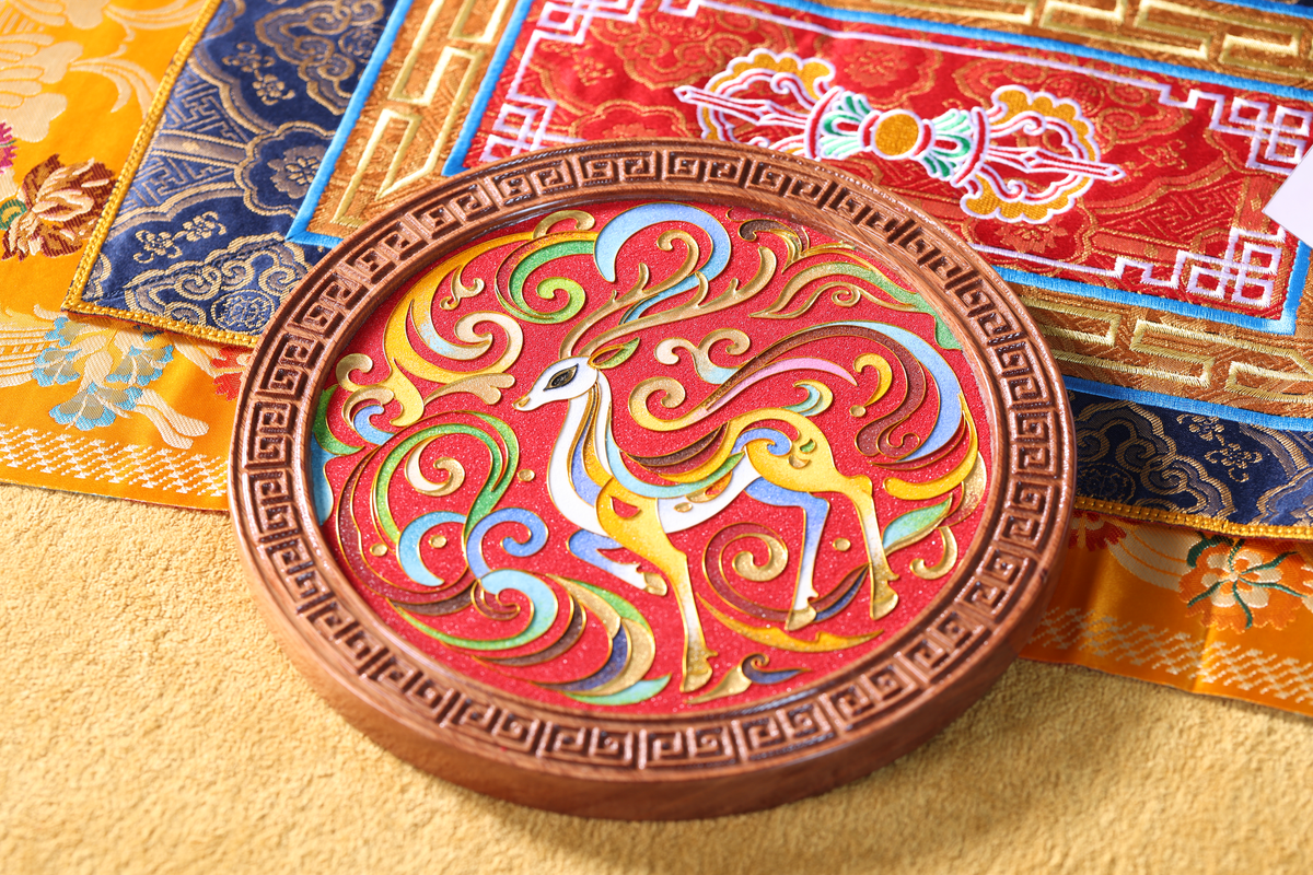 Lucky Deer Wall Decor, Tibetan Buddhist Symbol of Longevity and Prosperity, Tibetan Folk Craft