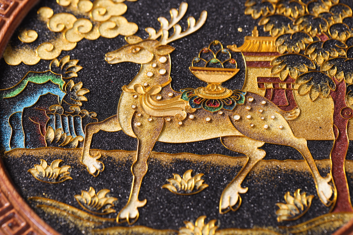 Lucky Deer Wall Decor, Tibetan Buddhist Symbol of Longevity and Prosperity, Tibetan Folk Craft
