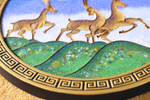 Golden Deer Cloisonné enamel Art — Handmade Tibetan Folk Art, Mineral Pigment Home Decor