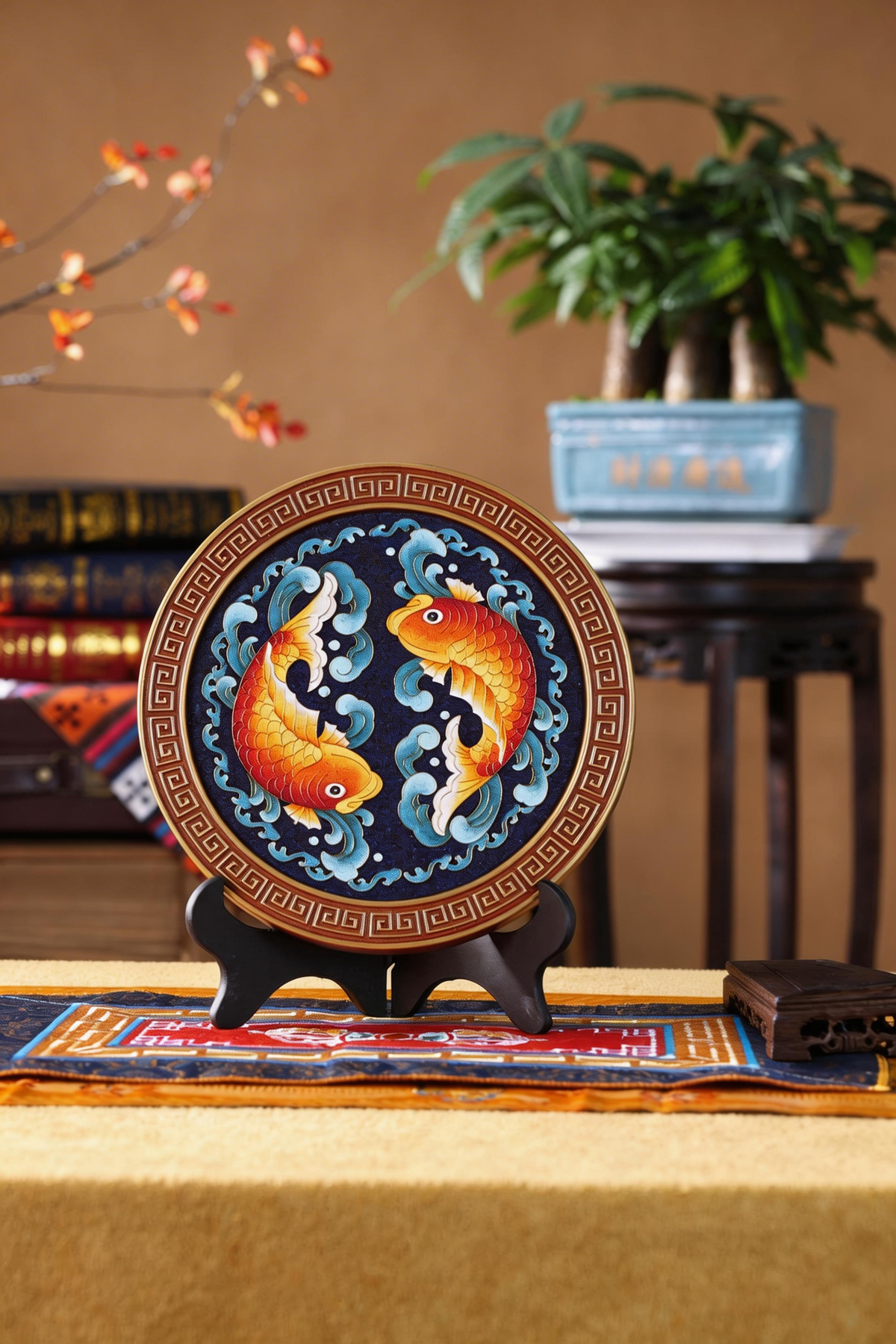Lucky Prosperity Wall Decor, Handmade Cloisonne Craft from Tibetan