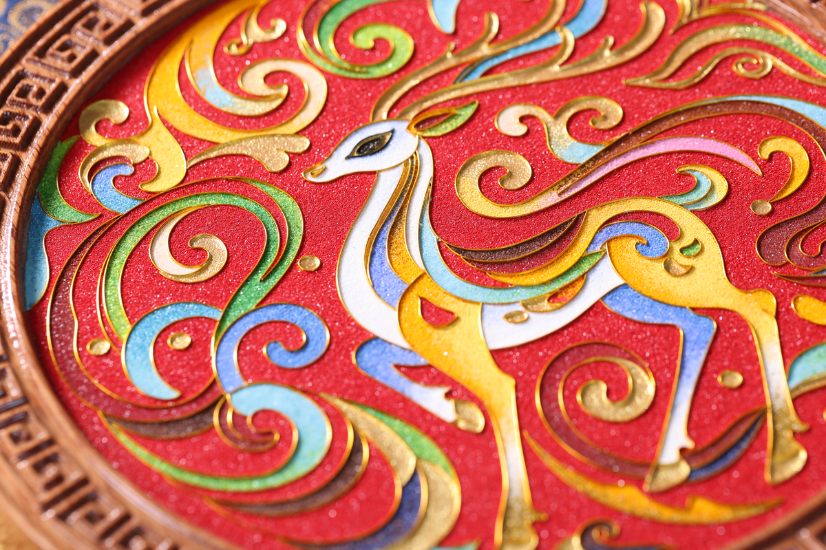 Lucky Deer Wall Decor, Tibetan Buddhist Symbol of Longevity and Prosperity, Tibetan Folk Craft