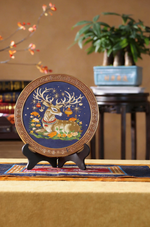 Lucky Deer Wall Decor, Traditional Tibetan Cloisonné Enamel Art, Tibetan Buddhist Symbol of Longevity and Prosperity