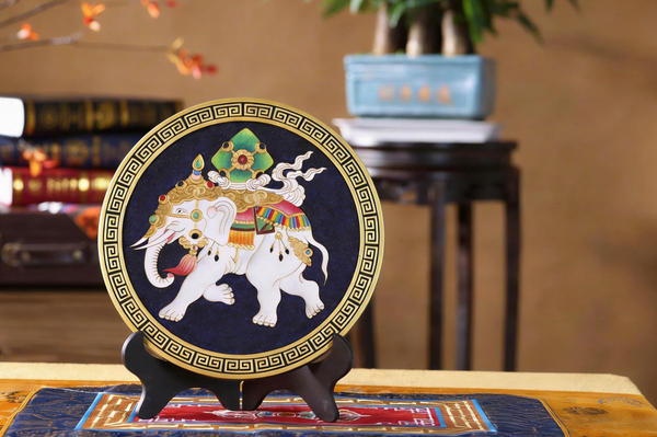 Treasure Elephant – Auspicious Wealth Symbol, Handmade Metal Thread Wall Sculpture, Asian Feng Shui Decor